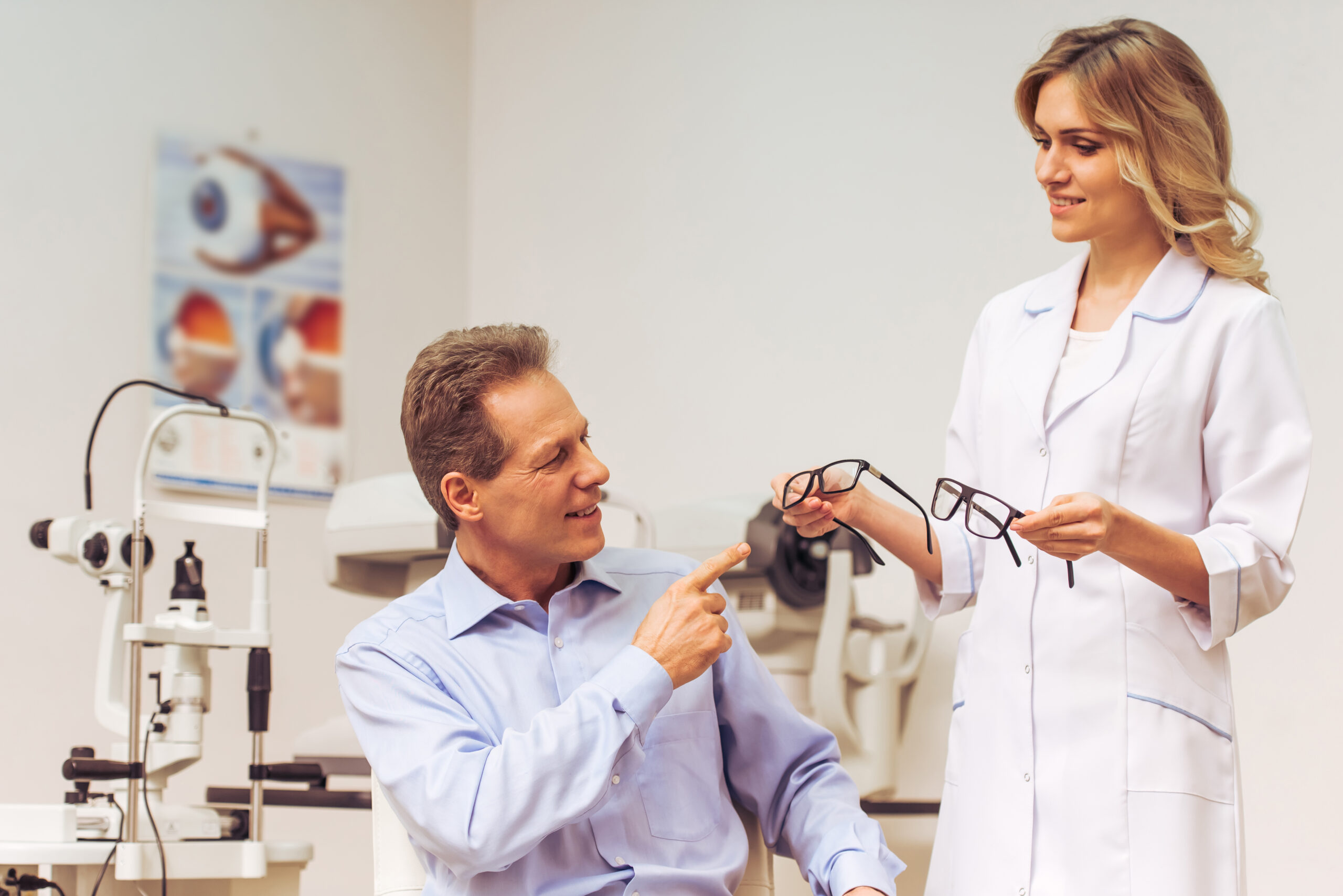 Doctor giving eye exam