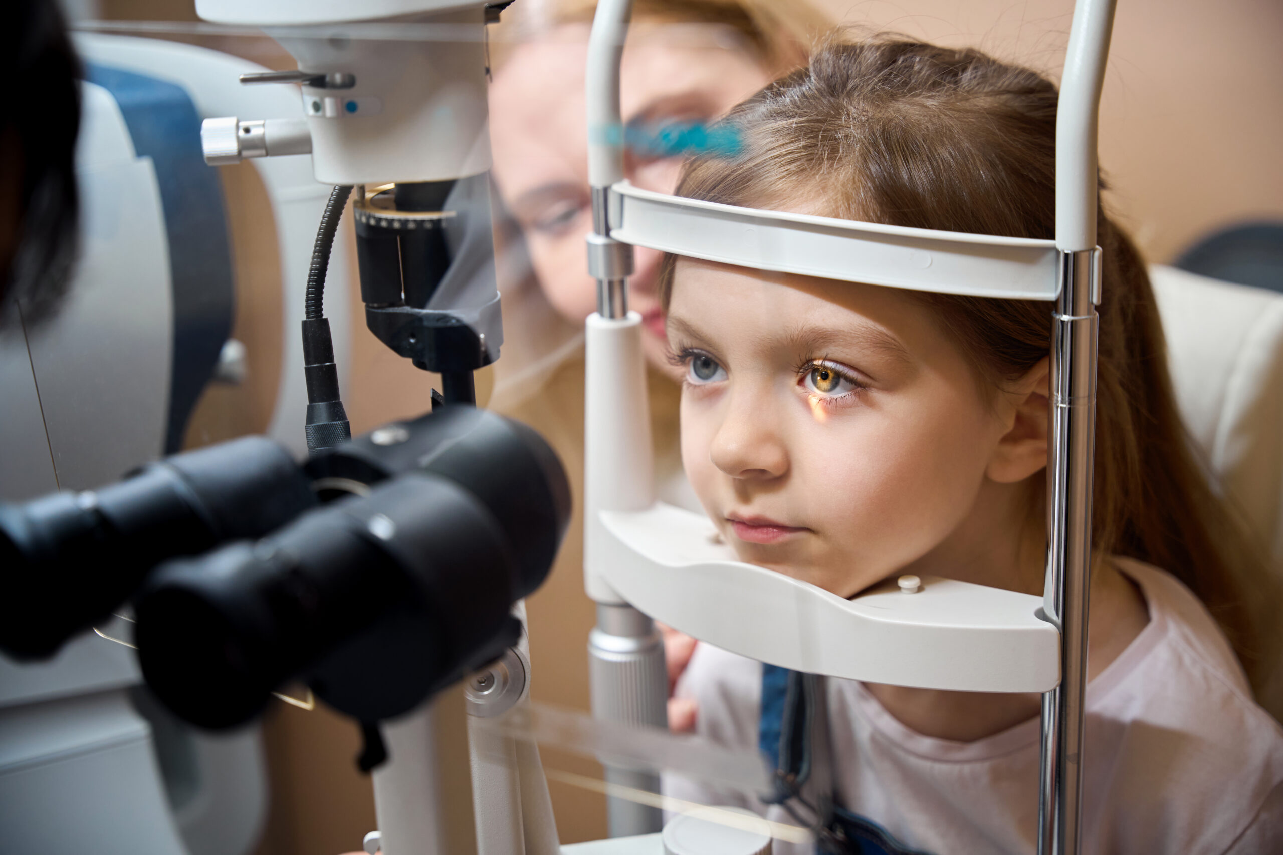 Child receiving eye exam